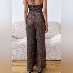 One Shoulder Metallic Jumpsuit